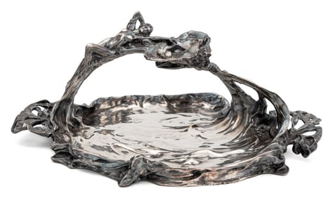 Art Nouveau Pearl Mounted Silver Plate Centerpiece