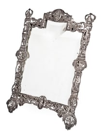 German Cast Silver Tabletop Mirror