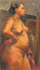Evelyn Endlich Standing Female Nude Oil on Canvas