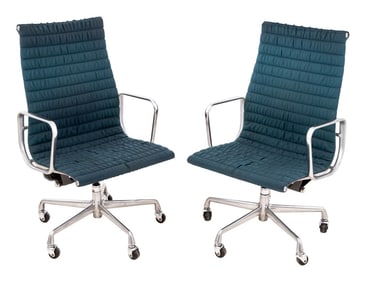Eames Aluminum Group High Back Chairs, Pair