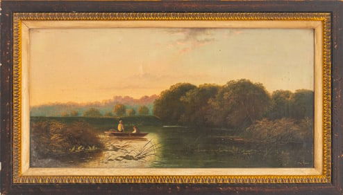 W. Boddington Landscape Oil on Canvas, 19th C.