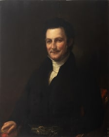 American School Portrait of a Man Oil on Panel