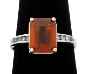 14K Yellow Gold Citrine Diamond Ring