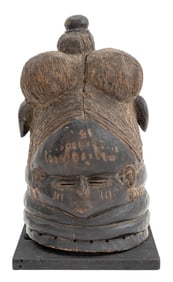 African Mende Carved Wood Helmet Mask