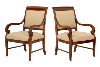 Empire Style Mahogany Fauteuils, Pair