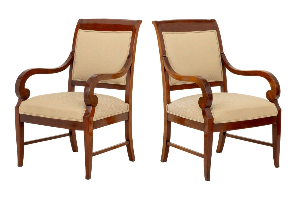 Empire Style Mahogany Fauteuils, Pair (1 of 8)