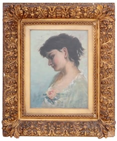French School Portrait of a Woman Oil on Canvas