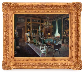S. Lee Interior Scene Oil on Panel