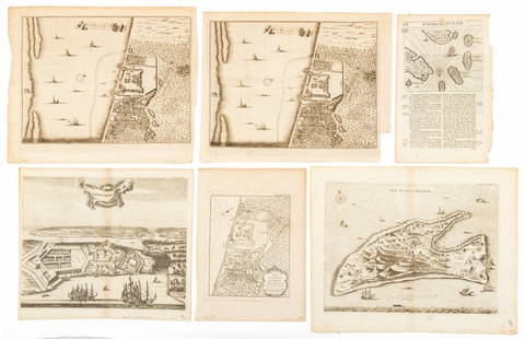 Cartography and Architectural Engravings, 21: Collection of 21 Cartography and Architectural Engravings, 18th and 19th Century, including: Jacques Nicolas Bellin (French, 1703-1772), two "Jaffenapatam" maps from Histoire Generale des Voyages,