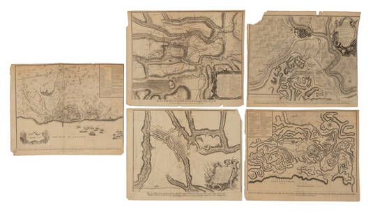 James Basire Battle Map Engravings, 5: James Basire (English, 1730-1802) and Issac Basire (English, 1704-1768), Five War of the Spanish Succession Battle Maps, Engravings on Wove Paper, mid-18th century, for "The Continuation of Mr.