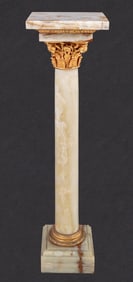 French Gilt Metal and Alabaster Pedestal