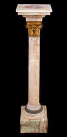 French Gilt Metal and Alabaster Pedestal