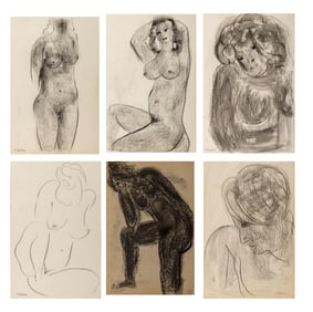 Norman Carton Figure Studies Charcoal on Paper, 6