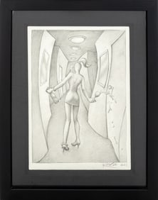 Mark Kostabi "Tipsy" Graphite on Paper, 2021