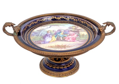 Sevres Blue Ground Two Handle Tazza
