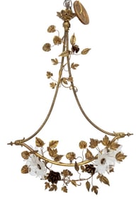 Belle Epoque Style Floriform Brass Chandelier