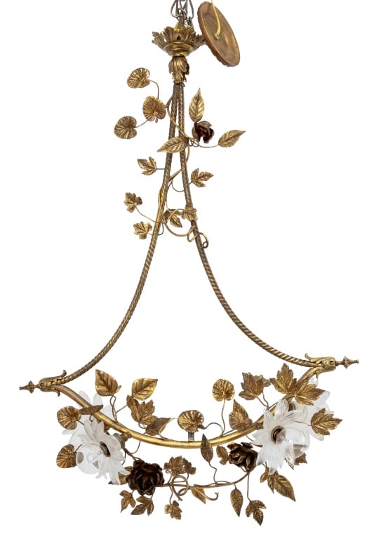 Belle Epoque Style Floriform Brass Chandelier (1 of 8)