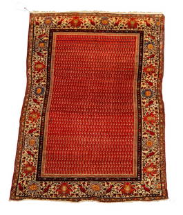 Persian Malayer Rug, 6' 3" x 4': Persian Malayer Rug, red ground. 6' 3" L x 4' W. Provenance: From a New York City Collection. Keywords: Carpets, Floor covering, Wool, Vintage, Interior design, Decorative Arts