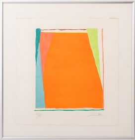 Larry Zox Abstract Composition in Orange Pochoir