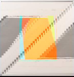 Larry Zox Abstract Composition in Orange Pochoir
