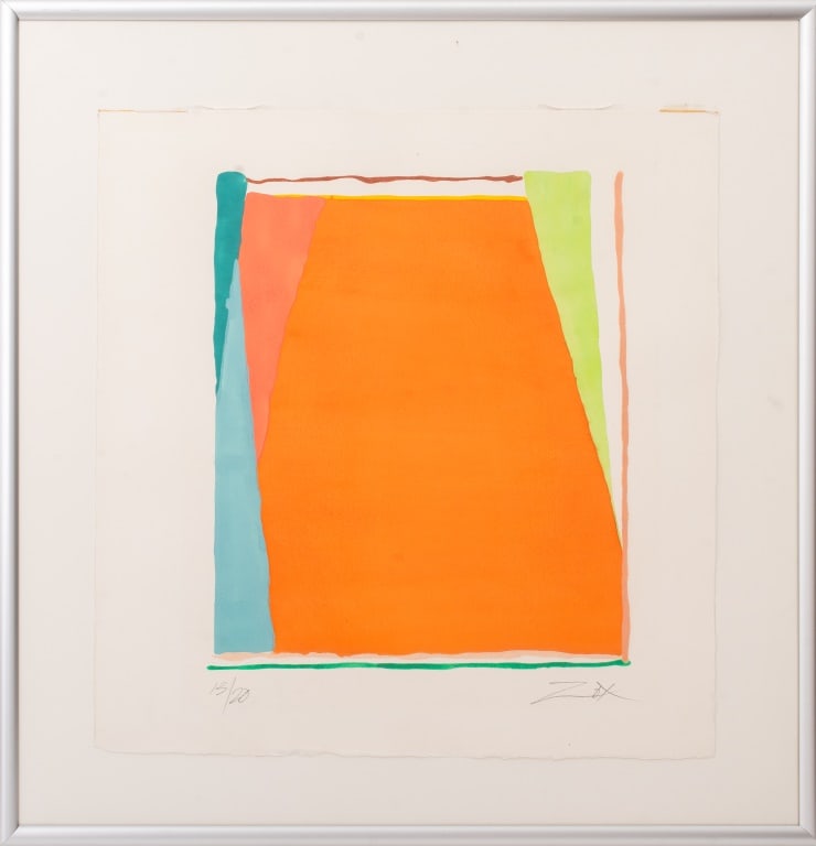 Larry Zox Abstract Composition in Orange Pochoir