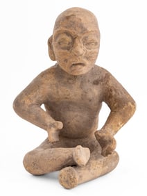 Pre-Columbian Pottery Seated Male Figure
