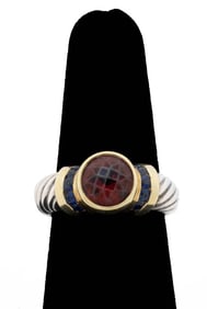 David Yurman 925 14K Gold Garnet Topaz Ring