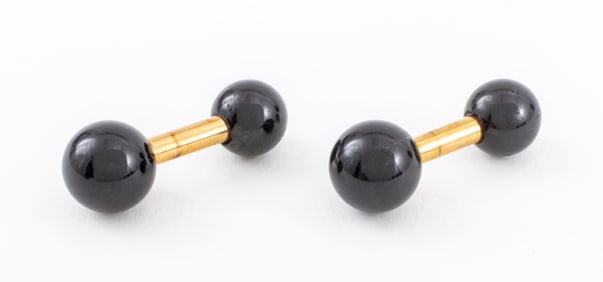 Tiffany & Co. 14K Yellow Gold Black Onyx Cufflinks