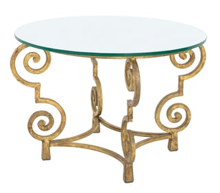 Art Deco Glass Top Giltwood Circular Side Table
