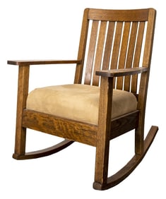Stickley Style Oak Rocking Chair