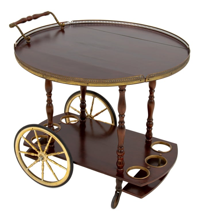 Italian Two-Tier Mahogany and Brass Bar Cart (1 of 5)