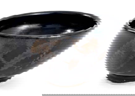 Wayne Ngan Raku Pottery Bowl: Wayne Ngan (Chinese/Canadian, 1937-2020) Raku Pottery Bowl, circa 1971, with impressed chop seal mark to underside. Platter: 1.75" H x 9" Diameter. Provenance: From a 333 East 75th Street Estate.