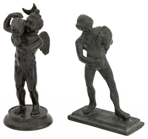 Continental Nude Male Figure Patinated Bronzes, 2