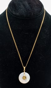 14K Yellow Gold Jade Pendant Necklace