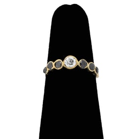 14K Yellow Gold Sapphire Diamond Ring