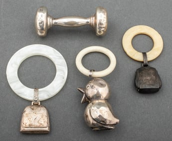Group of Silver Baby Articles, 4