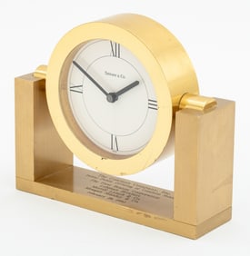 Tiffany & Co. Brass Swivel Desk Clock