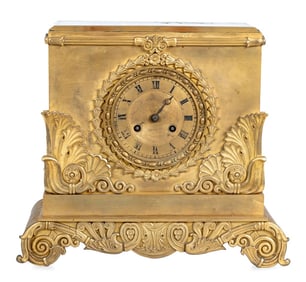 French Empire Gilt Metal Mantel Clock