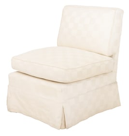 Art Deco Style White Upholstered Slipper Chair