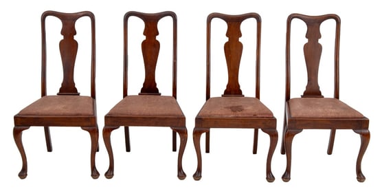 Queen Anne Style Walnut Dining Chairs, 4