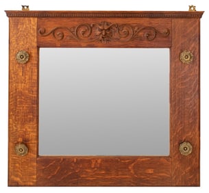 Renaissance Revival Carved Oak Mirror