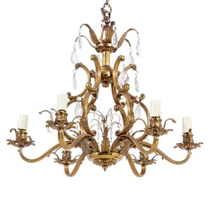 Louis XVI Style Brass and Crystal Chandelier