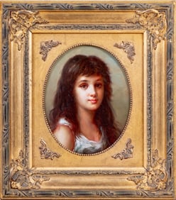 American School Portrait of a Girl Oil on Panel