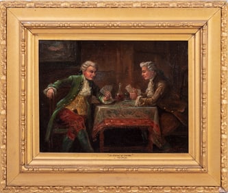 Lionel Pierce "A Game of Cards" Oil on Canvas