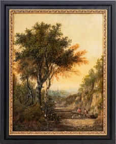 English School Landscape Oil on Panel, 18th C.