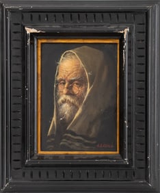 Maximillian Rasko Portrait of a Rabbi Oil on Board