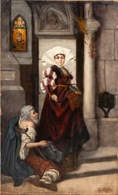 H. Richter Charity Oil on Canvas, 19th C.