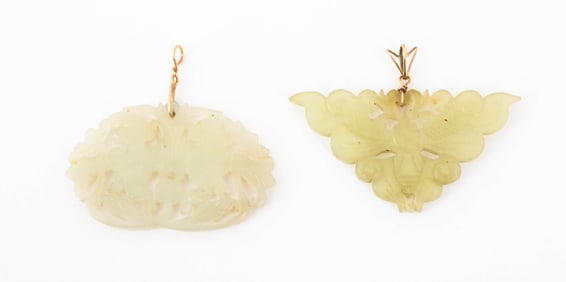 Chinese Jade Pendants with 14K Gold Bails, 2