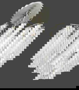 Italian Modern Murano Glass Triedri Chandelier: Italian Modern Murano Glass Triedri Chandelier, multiple tiers of triangular prisms. 16" H x 10" Diameter. Provenance: From a New York City Collection. Keywords: Lighting, Mid-Century Modern, Vintage,