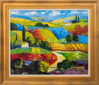 Illegibly Signed Tuscany Landscape Acrylic